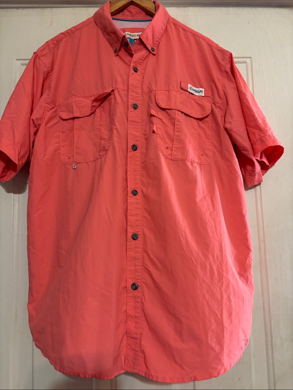 Magellan Outdoors Men’s Short-Sleeve Button-Down Shirt - Coral